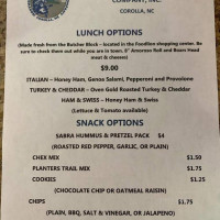 Northern Outer Banks Brewing Company menu