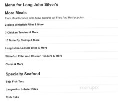 Long John Silver's menu