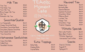 Tearific Moment Cafe menu