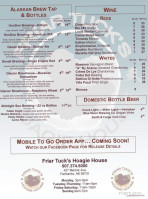 Friar Tuck's Hoagie House menu
