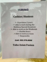 Toba Asian Fusion food