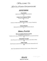Aj's Oldtown Steakhouse Tavern menu
