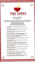 Pho Tommy menu