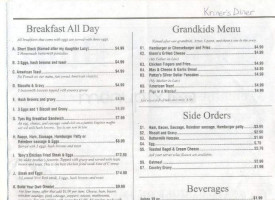 Kriner's Diner menu