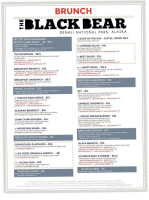 The Black Bear menu