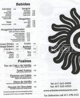 Sol Azteca menu