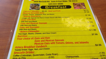 Taqueria Azteca menu