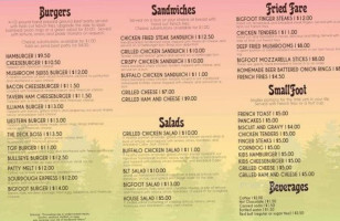 Bigfoot Burger Co menu