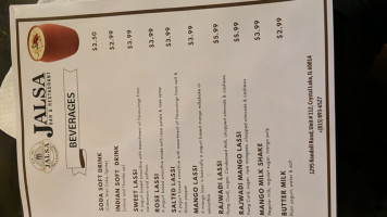 Jalsa Indian Bar And Restaurant menu