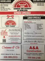 Sunrise Inn Express menu