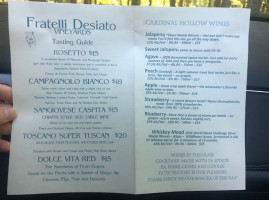 Desiato Winery In The Woods menu