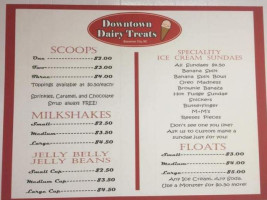 Downtown Dairy Treats menu