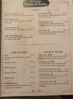 Hennings Taste Of India menu