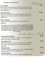 Pioneer Tavern menu