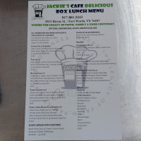 Jackie’s Cafe Delicious menu