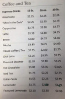 The King's Coffeehouse menu
