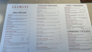 Gloria's Latin Cuisine menu