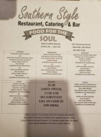 Southern Style Catering menu