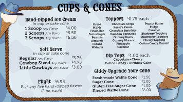 Cowboy Cones menu