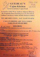 Guilbeau's Cajun Kitchen menu