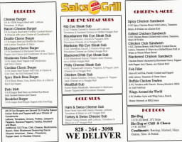 Saks Grill menu