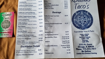 Rolando Tacos menu