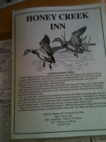 Honey Creek Inn menu