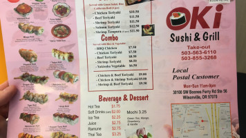 Oki Sushi Grill menu