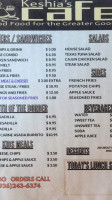 Keshia's Cafe menu