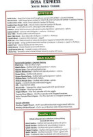 Dosa Express menu