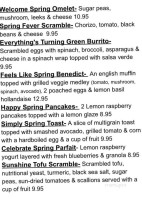 The Nook Breakfast Lunch menu