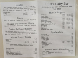 Hunt's Dairy menu