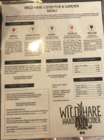 Wild Hare Cider Pub Garden menu