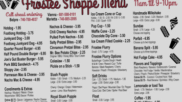 Frostee Shoppe, Too! Harmar Hill menu