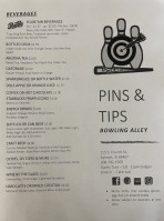 Pins Tips Bowling Alley menu