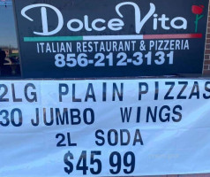 Dolce Vita Italian Pizzeria menu