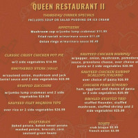 Queen Ll menu