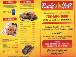 Rudy's Grill menu
