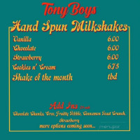 Tony Boy's Sandwich House menu