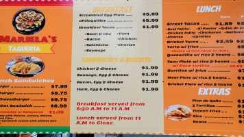 Marielas Taqueria menu