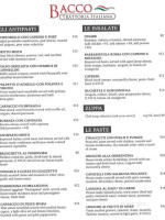 Bacco Trattoria Italiana menu