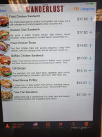 Wanderlust Burger menu