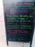 El Cuscatleco menu