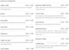 Buzz Coffee Gelato Chocolate menu