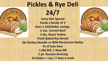 Pickles Rye Deli menu