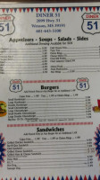 Fifty One Diner menu