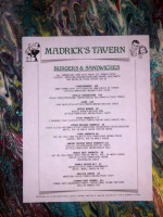 Madrick's Tavern menu