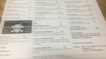Crossbones Grill menu