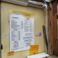 Tom's Place menu