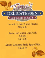 Tony's Delicatessen menu